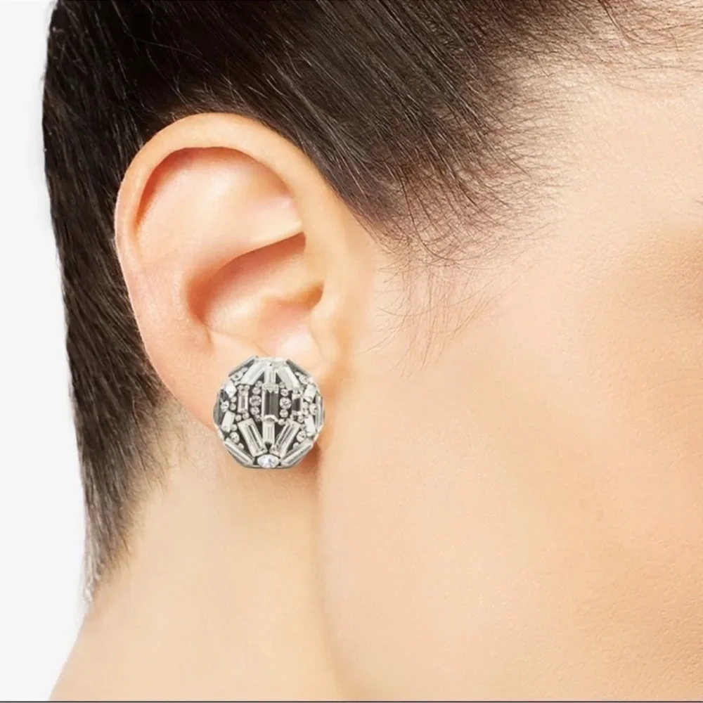 Kate Spade Earrings NWT / Crystal Cluster Clip Post Stud Earrings - Picture 4 of 7